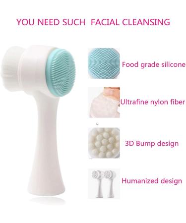 2-in-1 Manual Facial Cleansing Brush - Soft Bristles, Double-Sided Silicone Wash, Exfoliating Brush for Deep Cleansing, Blackhead Removal & Massaging - Blue - Buy Online on GoSupps.com