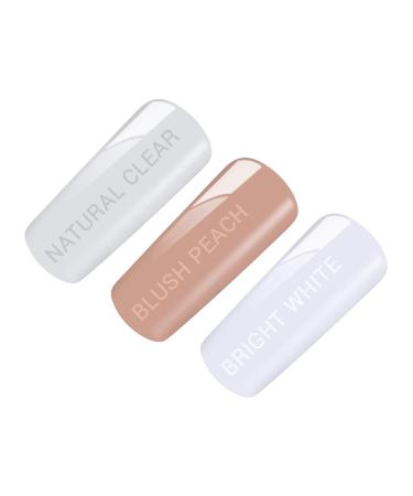 Poly Acrylic Gel Tube Set for French Nails - Clear Blush Peach & Bright White (3 x 30g) | International Shipping Available - Buy Online on GoSupps.com