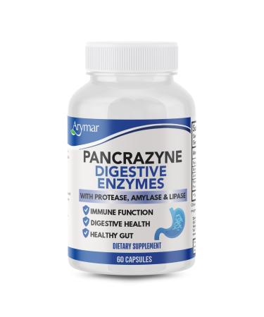 Arymar Pancrazyne Probiotics Digestive Enzymes with Amylase Protease Lipase & Lactobacillus Gut Health & Digestive Support Supplement 60 Capsules