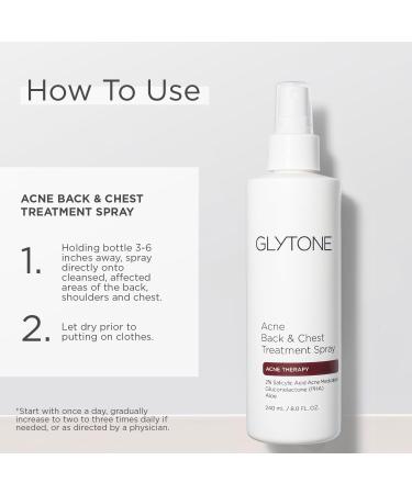 Glytone Acne Treatment Spray - 2% Salicylic Acid for Body Acne - 8 fl. Oz. - Fragrance-Free - Buy Online on GoSupps.com