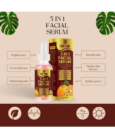 Organic Vitamin C Serum 5 In 1 with Hyaluronic Acid Serum Anti Ageing & Anti Wrinkle Serum Vitamin C Niacinamide Vitamin E Hyaluronic Acid And Collagen Anti-Dark Spots & Brightening. - Buy Online on GoSupps.com