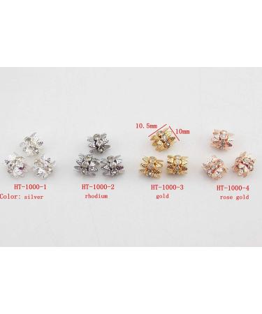 Coiris 10mm Silver Plated Double Beads Caps with Rhinestone Flower Cup - 30PCS for DIY Jewelry Making (HT-1000-1) - Buy Online on GoSupps.com