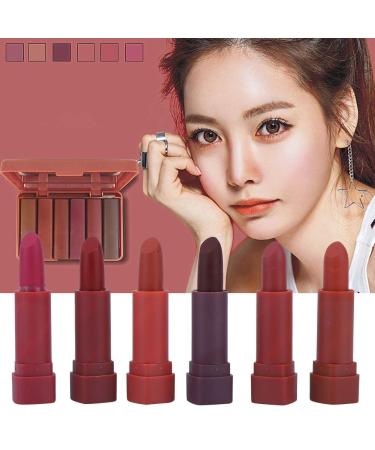 6 Color Set Matte Lipstick - Waterproof Nourishing Rose Scented Non-Stick Cup Moisturizing Lip Cosmetics - Buy Online on GoSupps.com