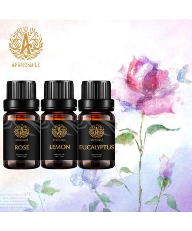 Aromatherapy Rose Essential Oil Set for Diffuser 100% Pure Lemon Essential Oil Kit for Humidifier 3x10ml Therapeutic Grade Eucalyptus Essential Oil Scent Set - Rose Lemon Eucalyptus Oil Kit for Home - Buy Online on GoSupps.com