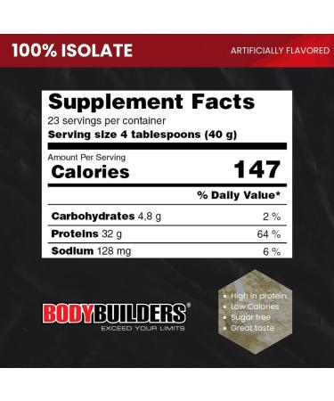 BODY BUILDERS 100% Whey Protein Isolate Vanilla (1.98 lbs) - Buy Online on GoSupps.com