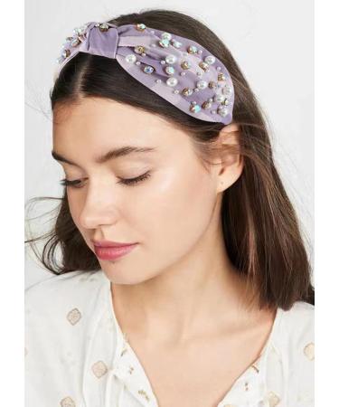 Plaid Purple Beaded Knotted Women's Headband - Jeweled Hairband for Fashionable Ladies - Buy Online on GoSupps.com
