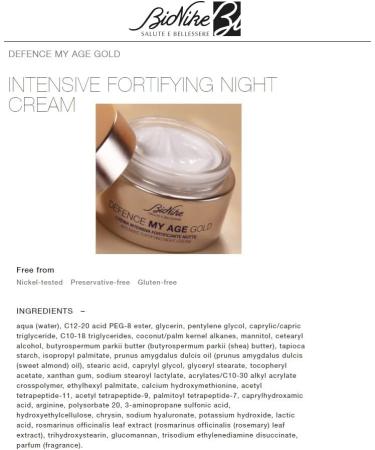 Bionike Defence My Age Gold Intensive Facial Cream Nipple Strengthening Anti-Ageing Repairs Strengthens & Repolps Mature Pelli Dona Hydration & Elasticity to Skin 50 ml - Buy Online on GoSupps.com