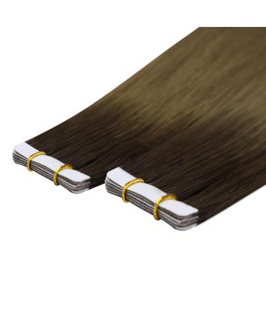 Youngsee Real Hair Tape Extensions - 45cm Darker Brown Ombre Virgin Skin Weft - 5pcs 12.5g #R3/8 - Buy Online on GoSupps.com