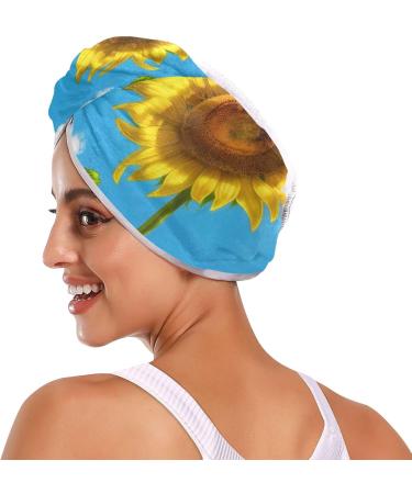 Hello Summer Sunflower Hair Towel 2 Pack - Super Absorbent Quick Dry Hair Turbans for Women & Girls - Buy Online on GoSupps.com