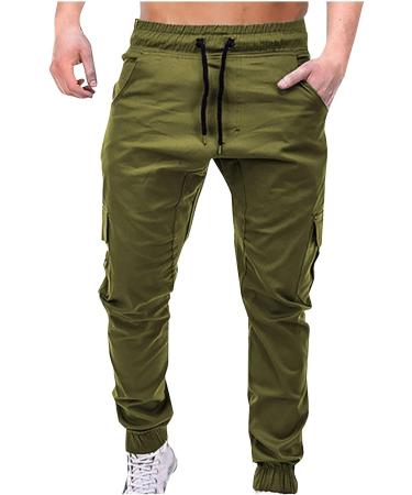Men's Drawstring Cargo Pants | Casual Fashion Overalls with Pockets | Plus Size Army Green Trousers - Buy Online on GoSupps.com