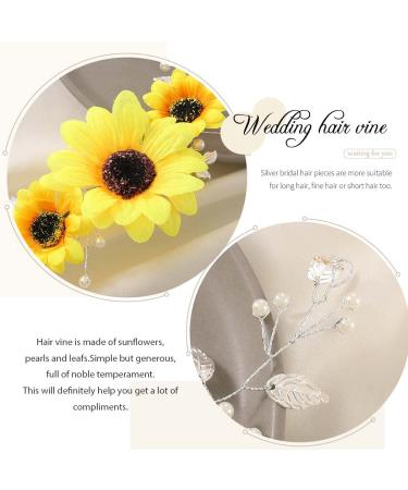 GORAIS Sunflower Bride Wedding Hair Vine - Silver Pearl Bridal Headpiece for Bride & Bridesmaids - Buy Online on GoSupps.com