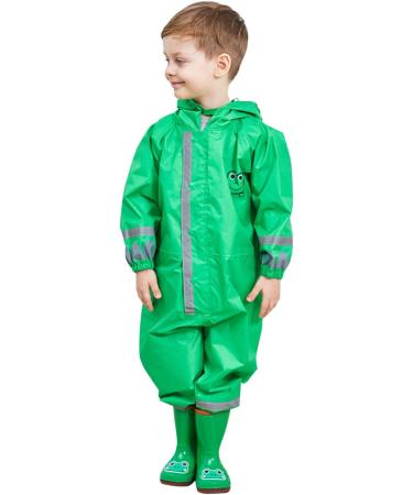 Kids Button Rain Suit - De feuilles All-in-one Waterproof Puddle Suits 7-9 Years Green - Buy Online on GoSupps.com