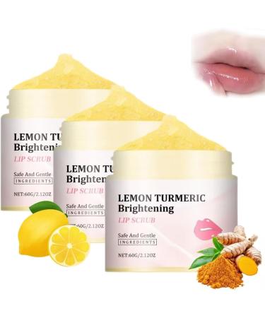 Turmeric Lip Scrub, Turmeric Lemon Lip Mask, Turmeric Lip Scrub, Exfoliating Lip Scrub, Lip Care, Lip Scrub, Reduce Lip Wrinkles (3PC, 60g)