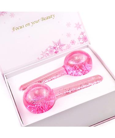 Poleview Pink Glitter Ice Globes for Facials - Cooling Face Roller for Skincare, Anti-Ageing, and Circulation Enhancement - Buy Online on GoSupps.com