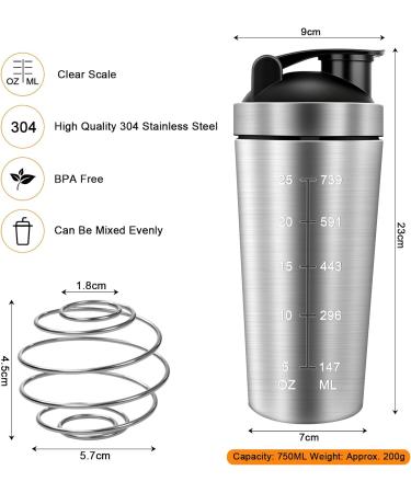 Pofibo Stainless Steel Protein Shaker 750ml | BPA-Free Leak-Proof Protein Shake Bottle with Steel Ball | Ideal Fitness Shaker for Protein Powder - Buy Online on GoSupps.com