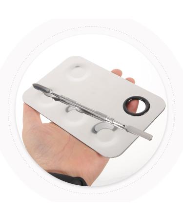Palette de M lange Maquillage en Acier Inoxydable 2 Pi ces Grosse Taille Carr e 5 Trous avec Spatule Plateau de M lange Fond de Teint et Pigments pour Nail Art et Maquillage - Buy Online on GoSupps.com