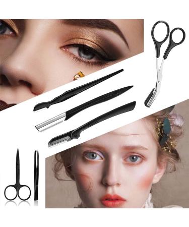 Professional Eyebrow Trimmer Set 9 Pieces Eyebrow Tweezers Set Stainless Steel Small Scissors Eyebrow Shaver Eyebrow Trimmer Tools for Men and Women (Black) - Buy Online on GoSupps.com