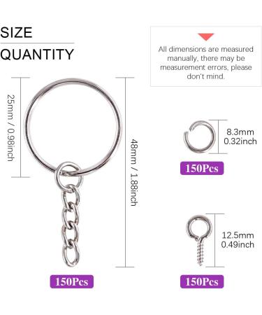 Swpeet 450Pcs Key Chain Rings Kit - 1.25mm Sliver Keychain Rings with Chain, Jump Rings, Screw Eye Pins - Jewelry Findings Making Supplies - Buy Online on GoSupps.com