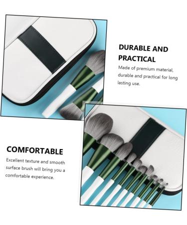 Set of 12 Green Glass Make-Up Eyeshadow Mixing Makeup Black Costume Blush Brush Concealer Brush Eyebrow Brush Eye Brush with Wooden Handle - Buy Online on GoSupps.com