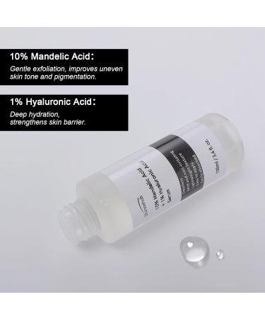 Mandelic Acid 10% + Hyaluronic Acid Serum 100ml - Gentle Exfoliation & Hydration for Radiant Skin - Buy Online on GoSupps.com