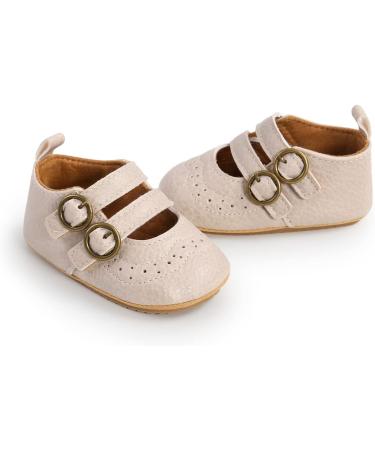 Baby Anti-Slip First Walking Shoes - PU Leather Toddler Sneakers for 12-18 Months with Sock, Beige - Buy Online on GoSupps.com