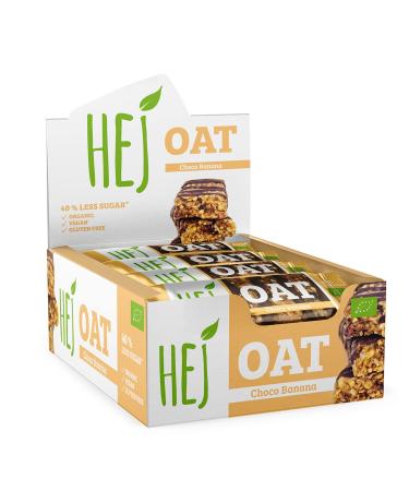 Hej Oat Choco Banana |Veganer chocolate -like cereal bar with nutmus & sweetened with rice syrup date paste |Oat bar snack with 40% less sugar gluten -free organic |12 oat m sliriegel x 45 g Choco Banana 12 pieces (1 Pack)