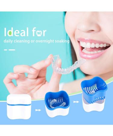 Supaway Dental Retainer Box - 2-Piece Prosthesis Container with Cleaning Brushes | Ideal for False Teeth Storage - Green & Blue - Buy Online on GoSupps.com