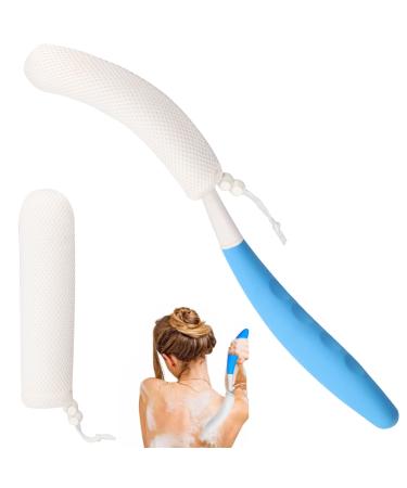 Leetye Mei Long Handle Shower Brush  Non Slip Handle Shower Brush  Long Handle Rear Frosted Shower Brush  Suitable for scrubbing and Bathing in Difficult to Reach Areas of The Body. White