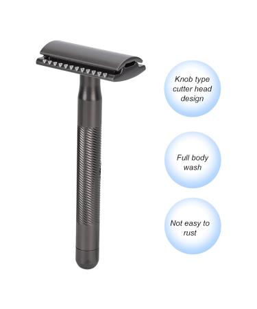 High-Quality Manual Razor - Portable Double-Edged Metal Razor with Zinc Alloy & Brass Handle for Home & Salon Use (Black) - Buy Online on GoSupps.com