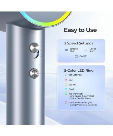 YASHE Professional Hair Dryer - 110 000 RPM Negative Ionic 1400W Fast Drying Brushless Blow Dryer with Diffuser - Low Noise for Home & Travel - Blue - Buy Online on GoSupps.com