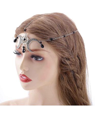 Yalice Boho Rhinestone Crescent Moon Head Chain - Witchy Hair Jewelry for Women and Girls - Buy Online on GoSupps.com