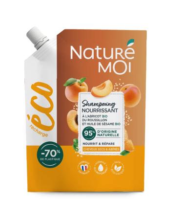 Natur moi Natur moi - Eco-refill Nourishing Shampoo for Dry and Damaged Hair Nourishes and Repairs Apricot Organic Sesame Oil 95% Natural Origin 500 ml Made in France