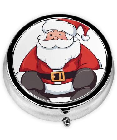 Cute Santa Claus Round Pill Box - Portable 3 Compartment Medicine Organizer for Travel & Vitamins - Buy Online on GoSupps.com