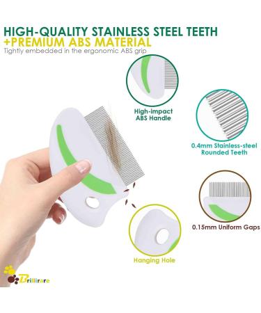 Brillirare 2 Pack Flea Lice Comb Stainless Steel Dog Cat Grooming Combs with Rounded Teeth Long-tooth Professional Pet Tear Stain Remover Dematting Tool for Small Medium & Large Pets - Buy Online on GoSupps.com