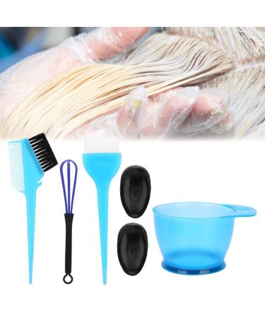 6pcs Blue Hair Dyeing Kit - Bowl Brush Comb Stirrer & Ear Covers for Salon Quality Results - Buy Online on GoSupps.com