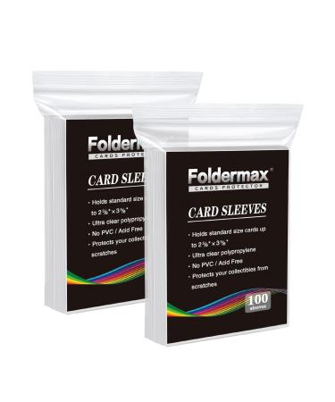 Foldermax Clear Penny Card Sleeves 200 Count Plastic Soft Sleeves Card Protectors Sleeves for Baseball Cards Game Cards and Trading Cards 100 Sleeves x 2pack 200 Card sleeves penny sleeves