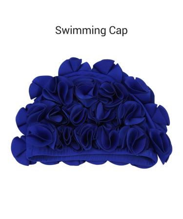 Bath cap for women Haofy Retro Vintage style swimming cap swimming cap design waterproof bath cap swimming cap for girls adults for long medium -long hair blue