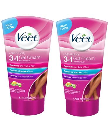 Veet Legs  Body 3 in 1 Gel Cream 6.78 oz (Pack of 2) 6.78 Fl Oz (Pack of 2)