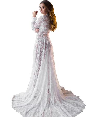 Robe de maternit pour s ance photo - Manches longues - En dentelle - Mode de grossesse - Pour femmes enceintes - l gante - Dos creux - Robe d' t solide XL Blanc. - Buy Online on GoSupps.com