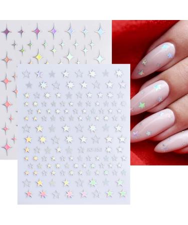 Dornail Aurora Silver Star Moon Planet 3D Holographic Nail Stickers - 6 Sheets | Self-Adhesive DIY Nail Art Decals - Buy Online on GoSupps.com