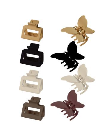 ShgHzz 8 Pack 2.36 Inch Hair Claw Clips for Women Girls Matte Hair Claws Butterflies Accessories Hair Clamps Jaw Clips for Thin and Medium Hair Gifts for Women Girls Butterfly and Rectangle