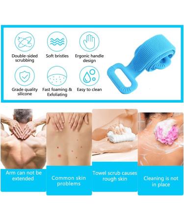 Inmorven 35.5 Silicone Back Scrubber Shower Brush for Men and Women - Long Lasting Exfoliating Body Brush (Blue) - Buy Online on GoSupps.com