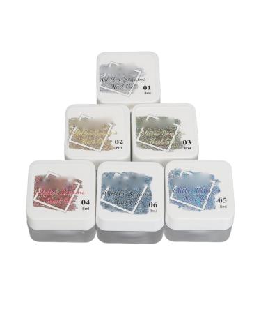 Glitter Gel Polish Sparkly Gel Nail Polish Champagne Nail Polish 6 Colors Glitter Gel Nail Polish Set Shimmer Sliver Gold Champagne Nail Gel Sparkling Polish DIY Manicure Nail