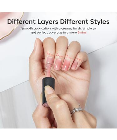 Modelones Jelly Gel Nail Polish 15ML Sheer Light Pink Translucent Sheer Nude Colors Neutral Skin Tone Gel Polish Soak off U V LED Cured at Home Salon DIY French Manicure Nails Art Jelly Nude Pink - Buy Online on GoSupps.com