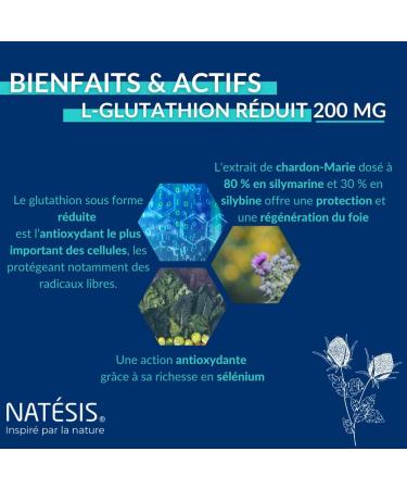 NATESIS ANTIOXYDANT & DETOX - L-Glutathion R DUIT 98% - Chardon-Marie Silymarine 80% - S l nium - D toxifie Foie Corps - Prot ge R g n re Beaut de la Peau - VEGAN - Fabriqu en France - Buy Online on GoSupps.com