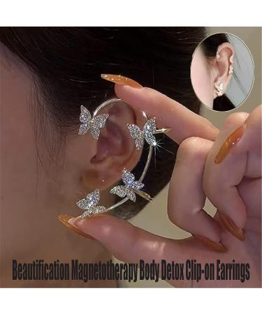 Beautification Magnetotherapy Body Detox Butterfly Earrings Non Piercing Magnetic Acupressure Slimming Earrings Butterfly Ear Cuffs Non Pierced Acupressure Slimm_ing Earrings for Women (2pcs-silver) - Buy Online on GoSupps.com
