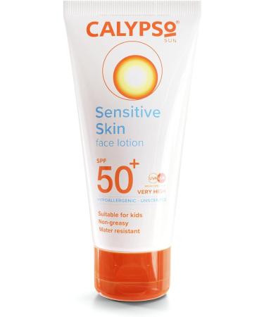 Calypso Sensitive Skin Face Sun Lotion | SPF 50+ Very High Protection Hypoallergenic Sunscreen Suitable for Kids Water Resistant 50ml 50 ml (Pack of 1) - Buy Online on GoSupps.com