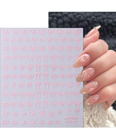 6 Sheets 3D Bow Nail Stickers - Self-Adhesive Nail Art Decals in Gold Silver Red Pink White & Black | DIY Acrylic Nail Decorations for Women - Buy Online on GoSupps.com