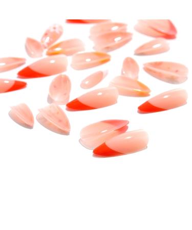 Sethexy Almond Shape Press-On Nails - 24 Pack Acrylic Nails with Orange Flower Swirl Design for Women & Girls - Buy Online on GoSupps.com