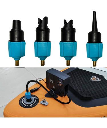 PeSandy Inflatable SUP Pump Adaptor Compressor Paddle Board Pump Adapter, Multifunction SUP Valve Adapter with 4 Air Valve Nozzles for Inflatable Boat, Stand Up Paddle Board, Inflatable Bed, Dinghy Blue